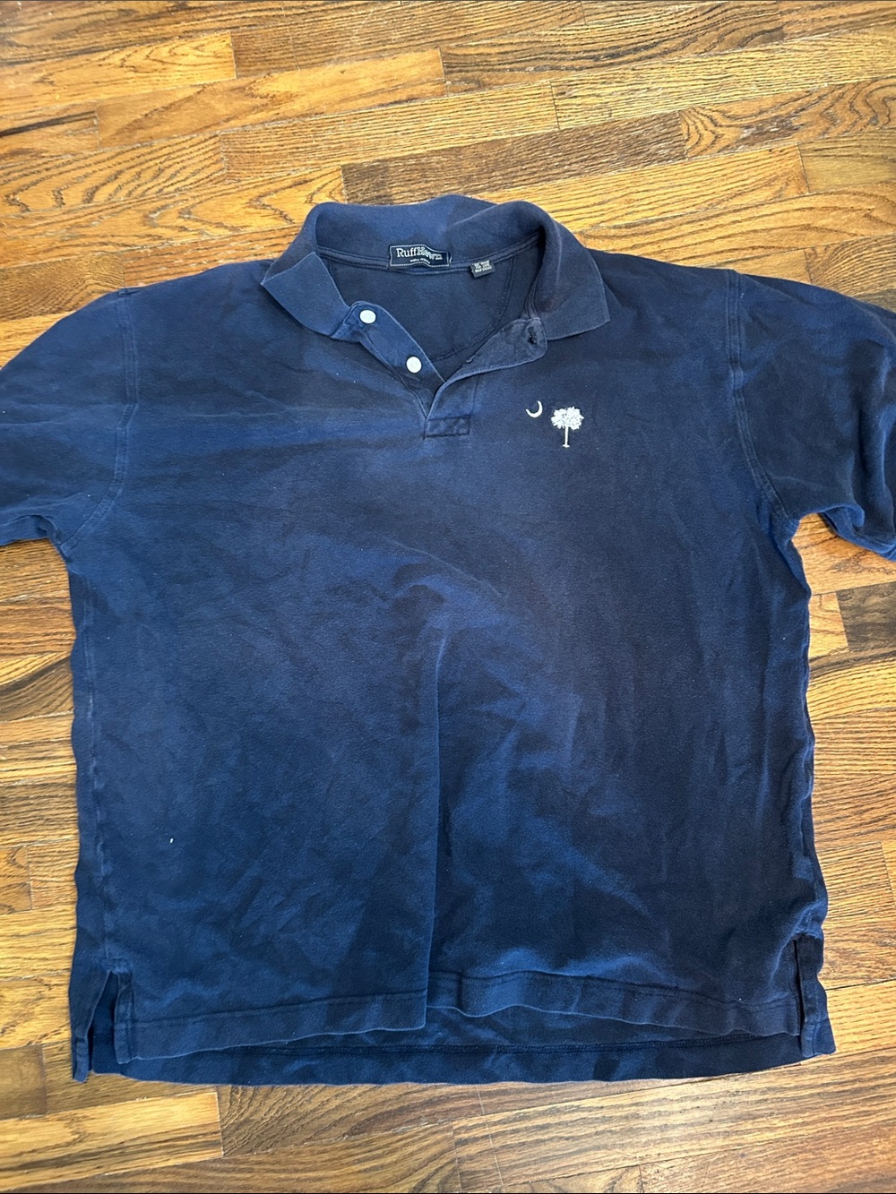 Ruff Hewn Navy Polo with Palm & Crescent Embroidery